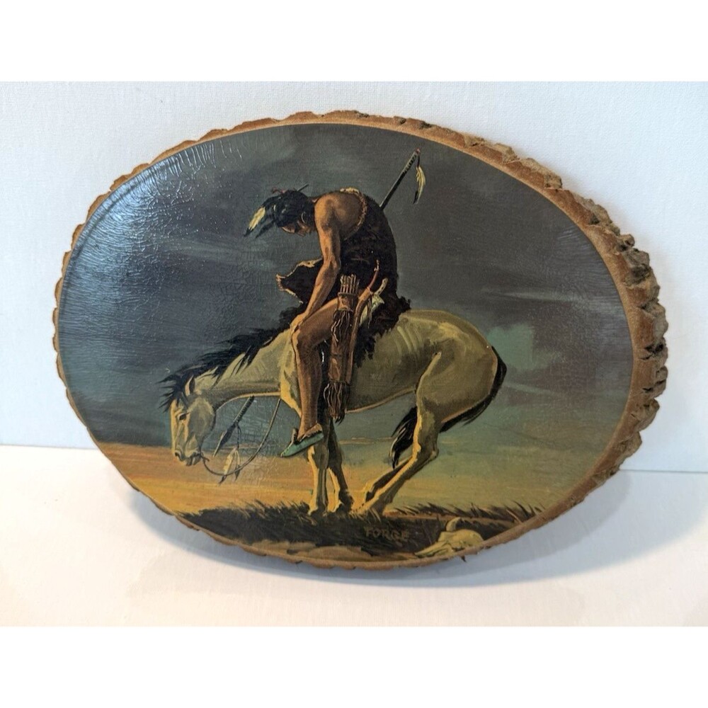 Vintage Made By The Cherokees Qualla Reservation Wooden Art Plaque 1995 10"